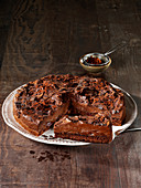 Chocolate mousse plum cake