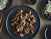 Bulgogi cooked on a gas grill