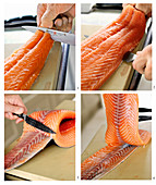 Filetting salmon
