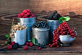 Still life with blackberries, currants, blueberries and raspberries