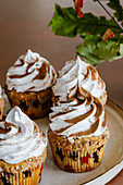 Cinnamon almond cupcakes with swiss meringue cream frosting