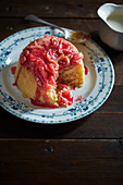 Steamed rhubarb pudding