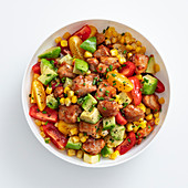 Mexican salad with chicken, sweetcorn and avocado