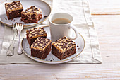 Caramel brownies with walnuts