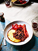 Balsamic braised beef with cheesy polenta