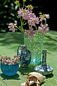 Glass vase of purple crown vetch flowers