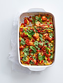 Herb lasagne with peppers, herb pesto and peppermint