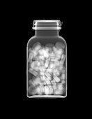 Bottle of medical pills, X-ray
