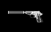 Walther PPK gun with silencer, X-ray