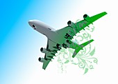Green air travel, conceptual illustration
