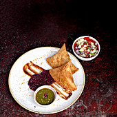 Samosas with kachumber salad