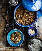 Slow-cooked pork, apricot and tamarind stew