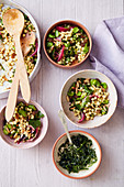 Moghrabieh (Lebanese couscous) with broad beans and pomegranate syrup