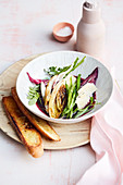 Radicchio with chicory, green beans and red wine shallots