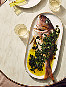 Grilled fish with salsa verde