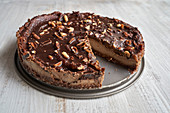 Chocolate cake made from cashew nuts, dates and peanuts