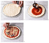Pizza mit Garnelen zubereiten