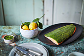 Wild-garlic crusted salmon