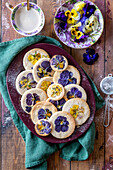 Cookies with edible pansies