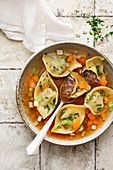 Oxtail soup with homemade tortelloni