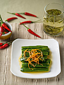 Pickled cucumber with ginger and chilli
