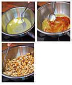 Spiced honey-glazed nuts being made