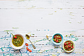 Chimichurri and tomato salsa