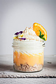 Orange mousse with biscuits