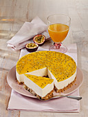 Yoghurt cake with a passion fruit topping