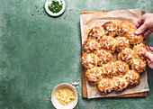 Cheese, chive and ham tear-and-share bread