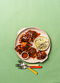 Buffalo chicken and blue cheese slaw