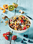 Crunchy muesli with fruit salad and yoghurt made in a Beefer