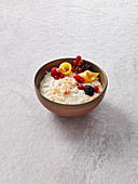 Coconut rice pudding with fruit