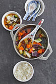 Spicy Chinese vegetable stew with scented rice