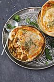 Spicy puff pastry chicken and chickpea pies