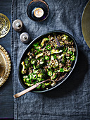 Lentils with charred broccoli and ginger