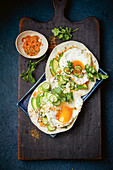 Avocado wraps with fried eggs