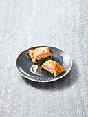 Salmon with chard in puff pastry