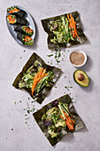 Vegan nori wraps with vegetables