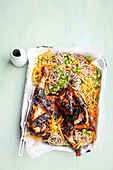 Grilled miso chicken with soba noodle salad
