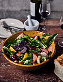 A mixed leaf salad with beetroot, golden beets and Chioggia beets