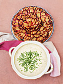 Grumbeersupp with Quetschekuche (potato soup with damson cake)