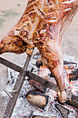 Whole lamb grilled on a cross