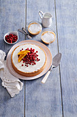 Orange cheesecake with cranberries