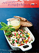 Mozzarella and tuna salad with sweetcorn