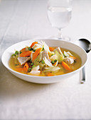 Spring soup with chicken