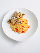 Risotto with red pepper and chicken