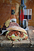 Pulled pork sandwich with coleslaw