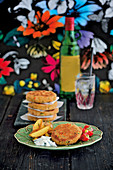 Veggie patties made from vegetables, polenta and chickpeas