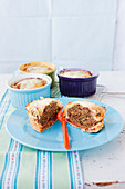 Hearty minced meat nests with mozzarella